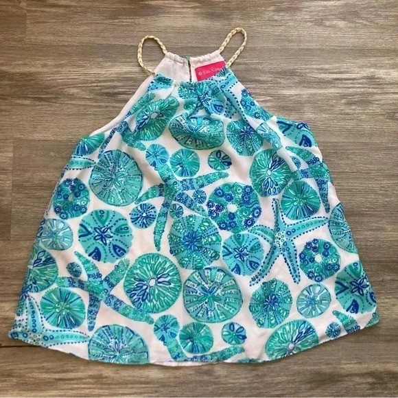 LILLY PULITZER Target S Halter Starfish Jellyfish Chiffon Lined Tank Top Blouse‎ - Picture 1 of 9